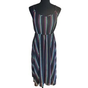 Torrid Size 0 Rainbow Stripe Midi Dress – Adjustable Spaghetti Straps